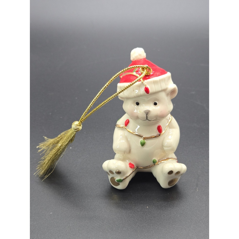 Lenox Very Merry Teddy Bear Christmas Porcelain Ornament Figurine